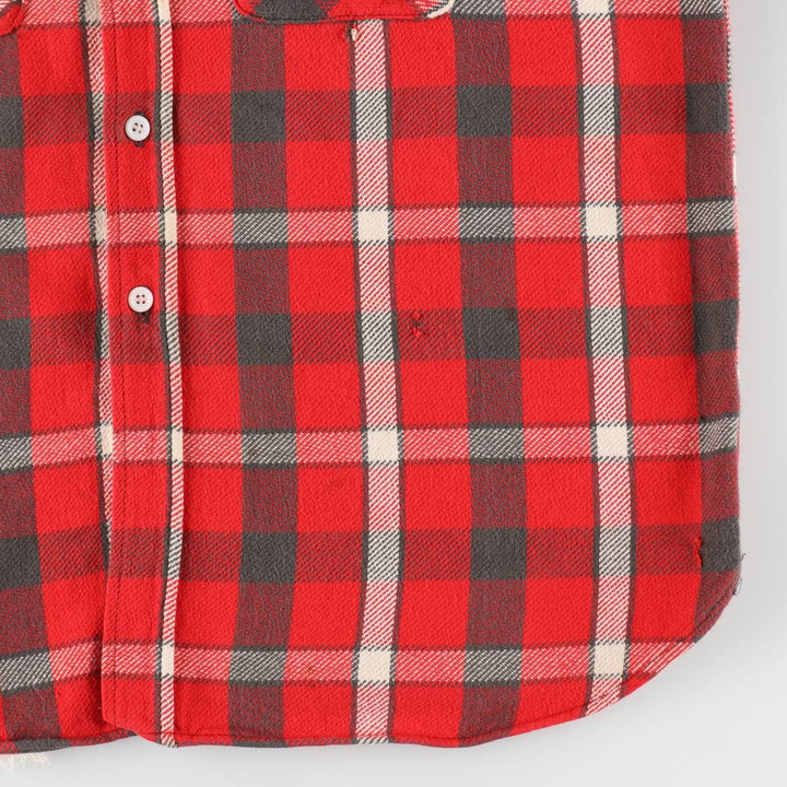 1950s-1960'S Check Pattern Long-Sleeve Heavy Flannel Check Shirt, Men's Size XL (Equivalent), Vintage unclear red type Vintage Second Hand