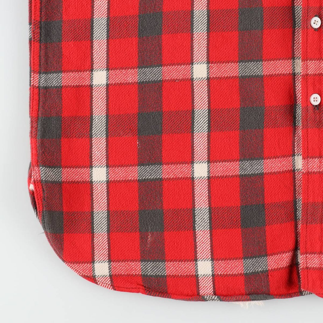 1950s-1960'S Check Pattern Long-Sleeve Heavy Flannel Check Shirt, Men's Size XL (Equivalent), Vintage unclear red type Vintage Second Hand
