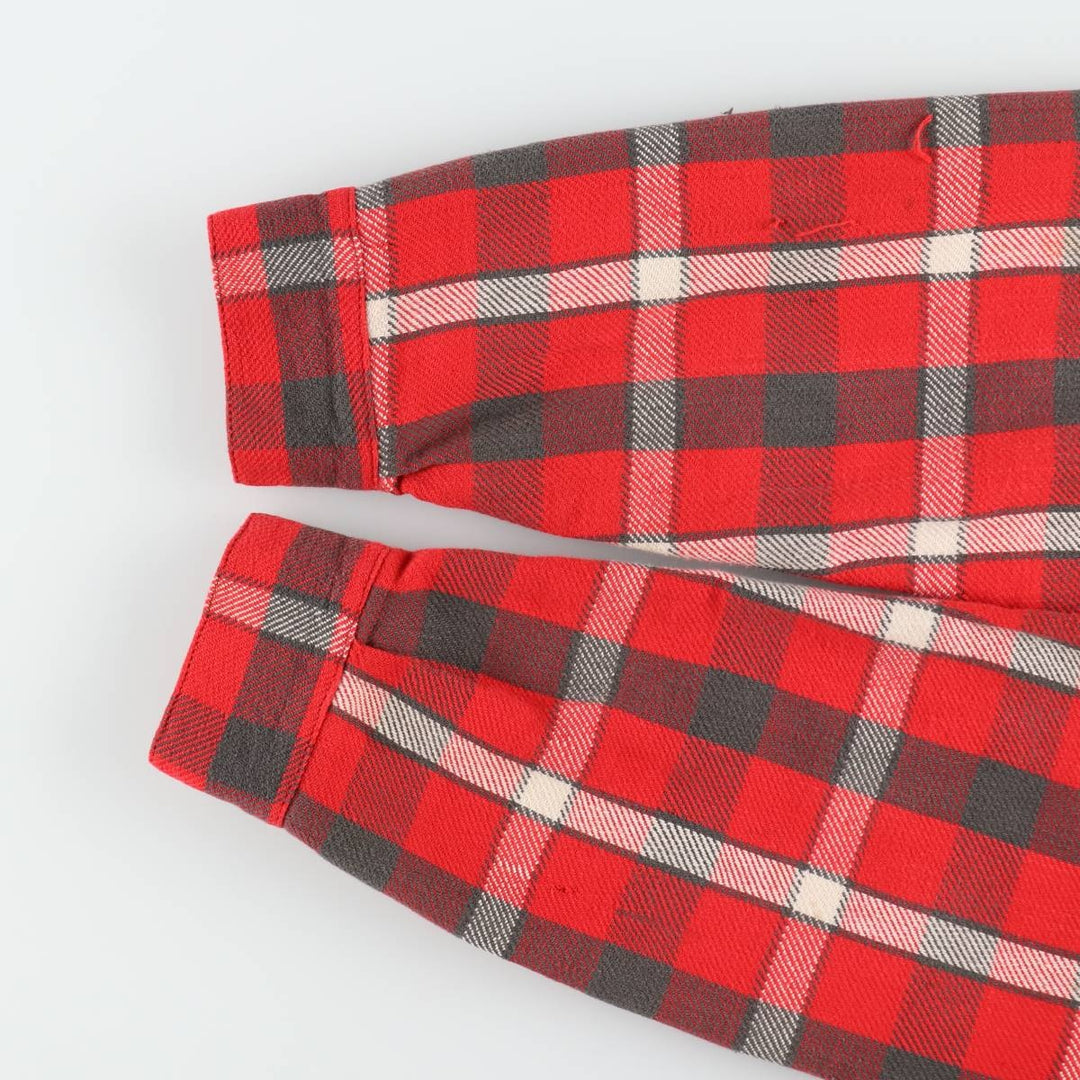 1950s-1960'S Check Pattern Long-Sleeve Heavy Flannel Check Shirt, Men's Size XL (Equivalent), Vintage unclear red type Vintage Second Hand