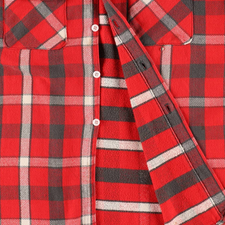 1950s-1960'S Check Pattern Long-Sleeve Heavy Flannel Check Shirt, Men's Size XL (Equivalent), Vintage unclear red type Vintage Second Hand