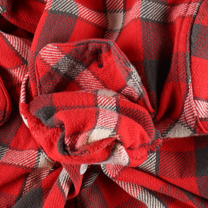 1950s-1960'S Check Pattern Long-Sleeve Heavy Flannel Check Shirt, Men's Size XL (Equivalent), Vintage unclear red type Vintage Second Hand