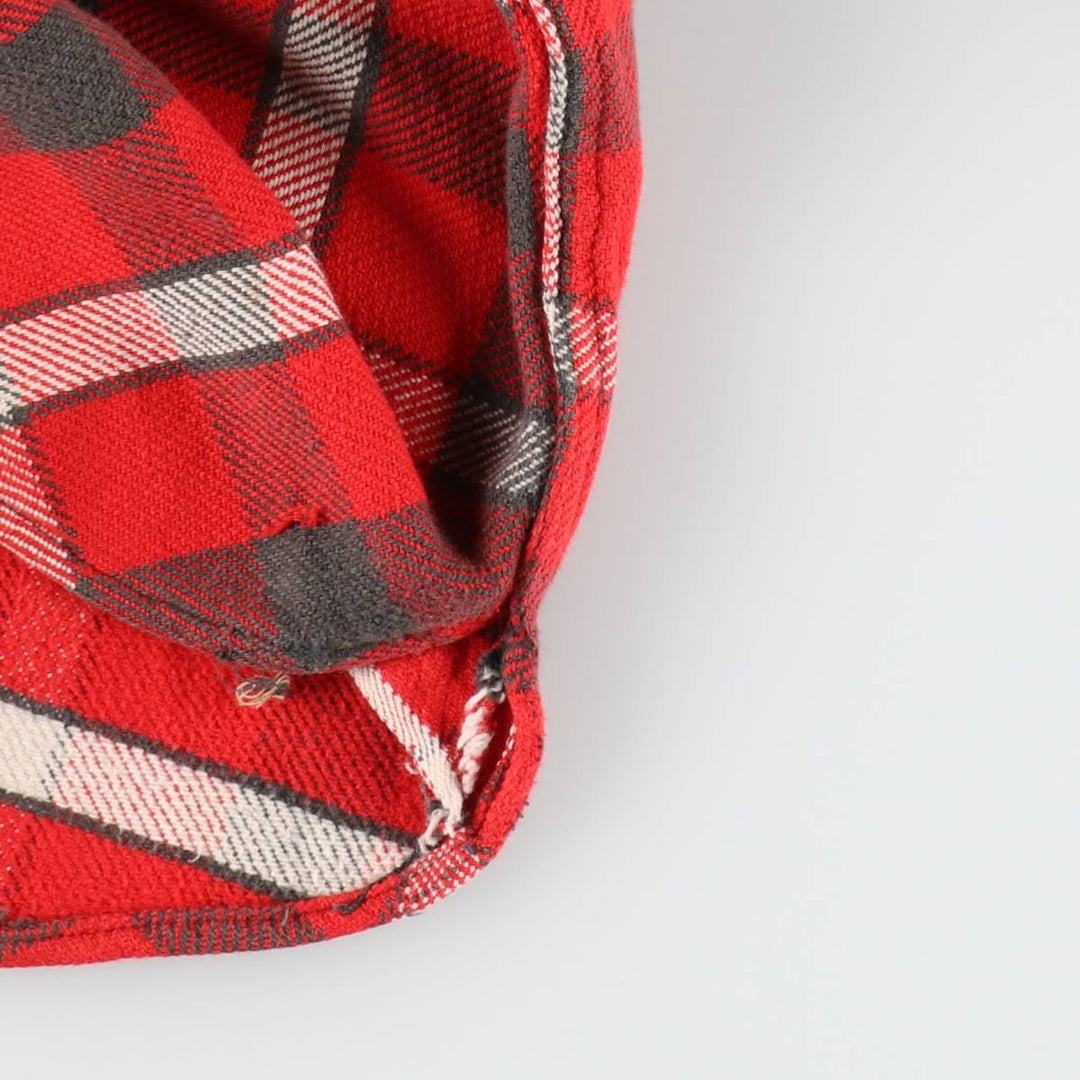 1950s-1960'S Check Pattern Long-Sleeve Heavy Flannel Check Shirt, Men's Size XL (Equivalent), Vintage unclear red type Vintage Second Hand