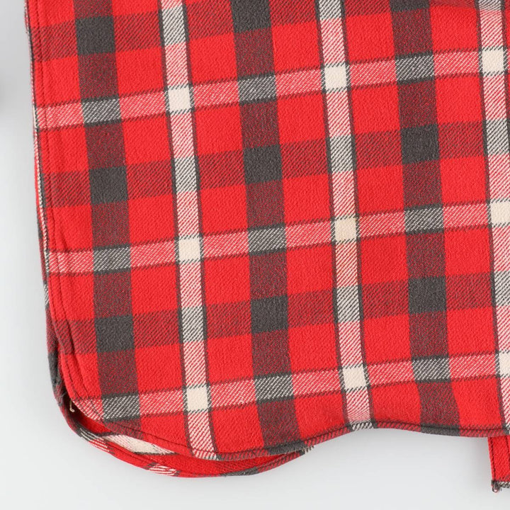 1950s-1960'S Check Pattern Long-Sleeve Heavy Flannel Check Shirt, Men's Size XL (Equivalent), Vintage unclear red type Vintage Second Hand