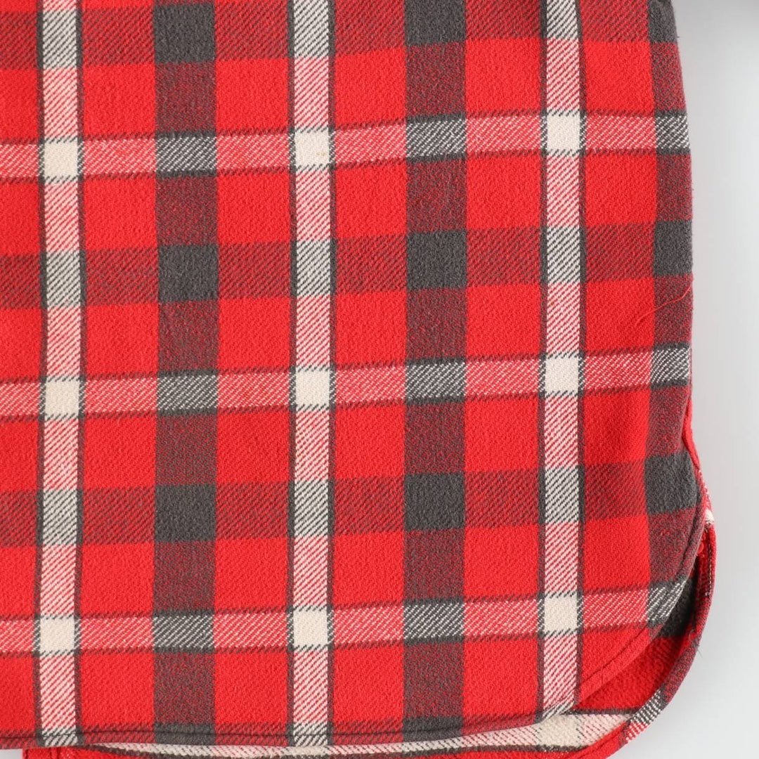 1950s-1960'S Check Pattern Long-Sleeve Heavy Flannel Check Shirt, Men's Size XL (Equivalent), Vintage unclear red type Vintage Second Hand