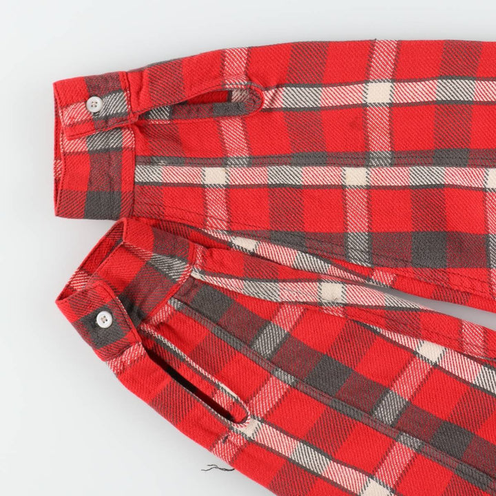 1950s-1960'S Check Pattern Long-Sleeve Heavy Flannel Check Shirt, Men's Size XL (Equivalent), Vintage unclear red type Vintage Second Hand