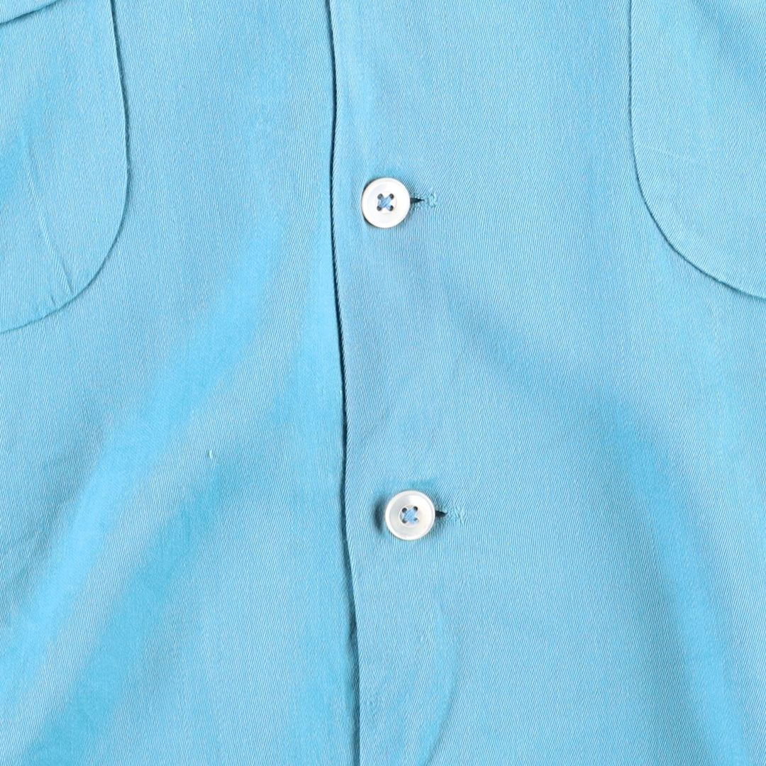 1950'S McGREGOR Long-Sleeve Open-Collar Boxy Shirt, Made in USA, Men's Size M (Equivalent), Vintage unclear Blue type light blue Vintage Second Hand