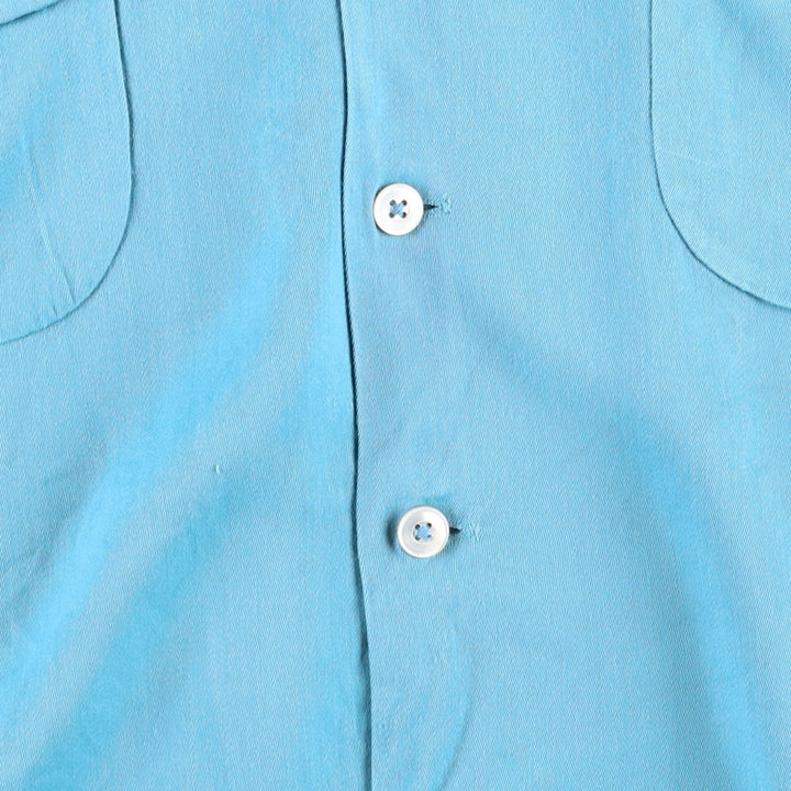 1950'S McGREGOR Long-Sleeve Open-Collar Boxy Shirt, Made in USA, Men's Size M (Equivalent), Vintage unclear Blue type light blue Vintage Second Hand