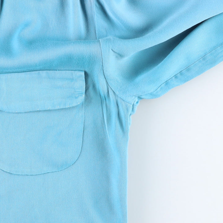 1950'S McGREGOR Long-Sleeve Open-Collar Boxy Shirt, Made in USA, Men's Size M (Equivalent), Vintage unclear Blue type light blue Vintage Second Hand
