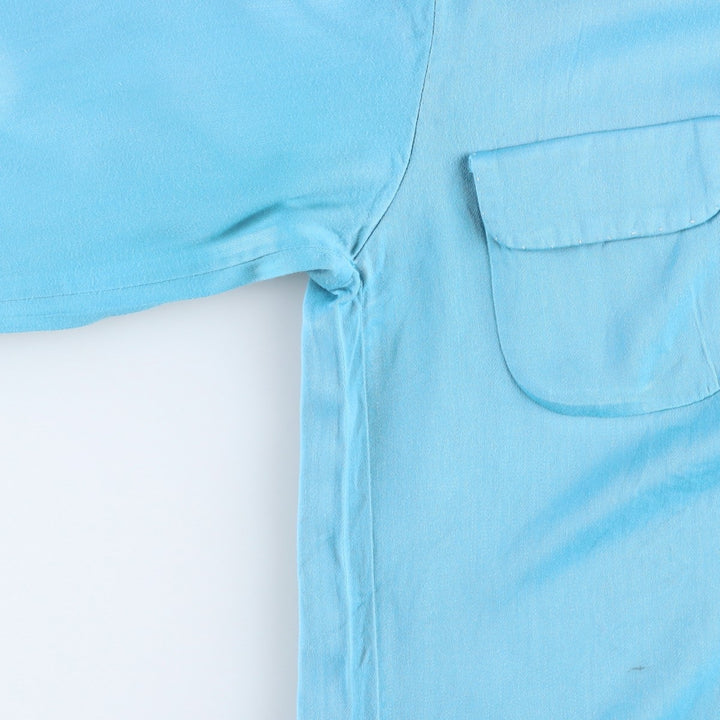 1950'S McGREGOR Long-Sleeve Open-Collar Boxy Shirt, Made in USA, Men's Size M (Equivalent), Vintage unclear Blue type light blue Vintage Second Hand