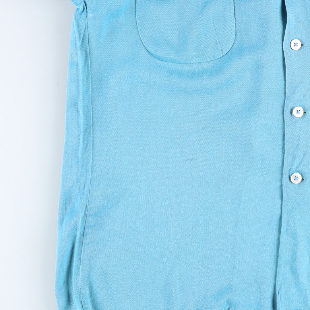 1950'S McGREGOR Long-Sleeve Open-Collar Boxy Shirt, Made in USA, Men's Size M (Equivalent), Vintage unclear Blue type light blue Vintage Second Hand