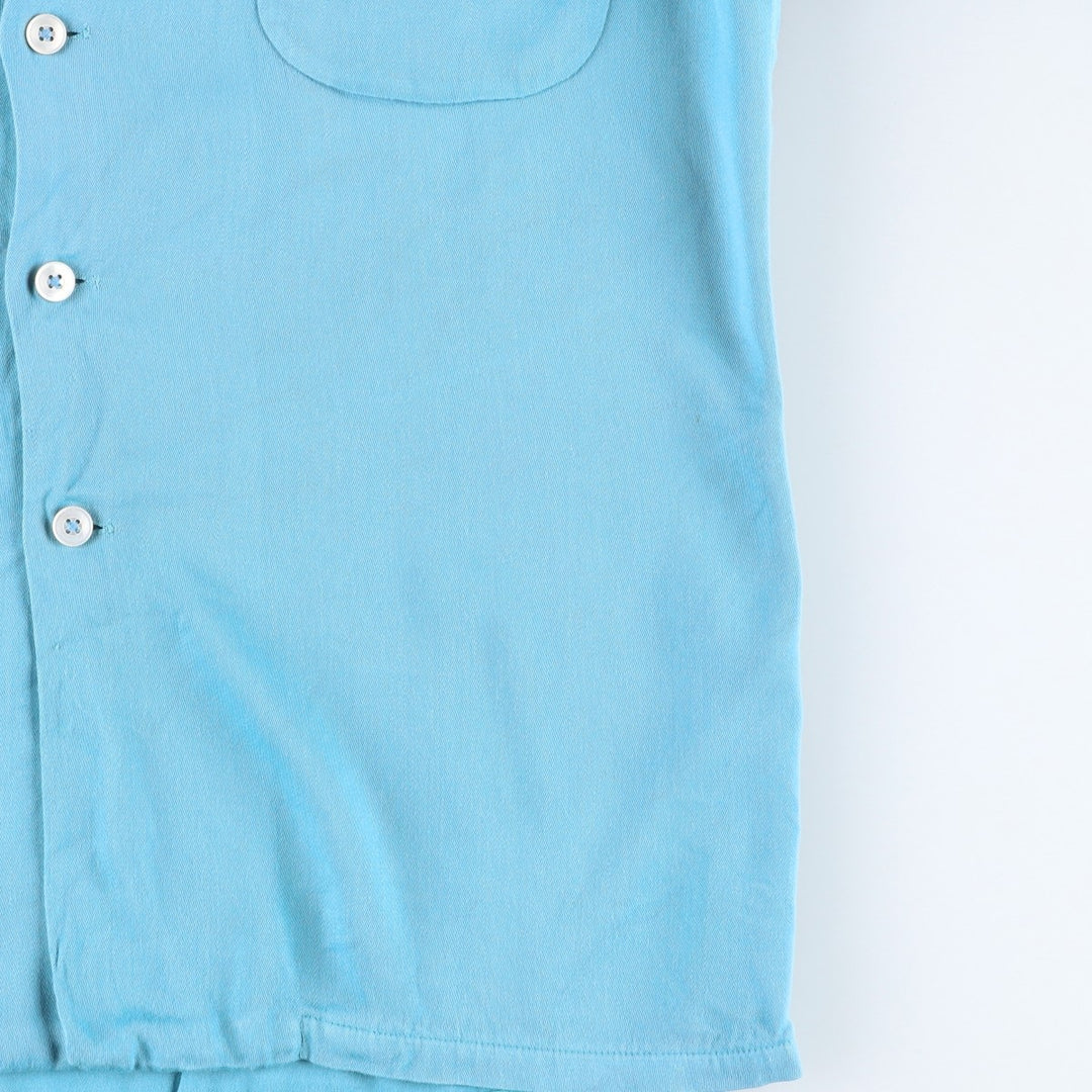 1950'S McGREGOR Long-Sleeve Open-Collar Boxy Shirt, Made in USA, Men's Size M (Equivalent), Vintage unclear Blue type light blue Vintage Second Hand