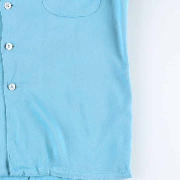 1950'S McGREGOR Long-Sleeve Open-Collar Boxy Shirt, Made in USA, Men's Size M (Equivalent), Vintage unclear Blue type light blue Vintage Second Hand