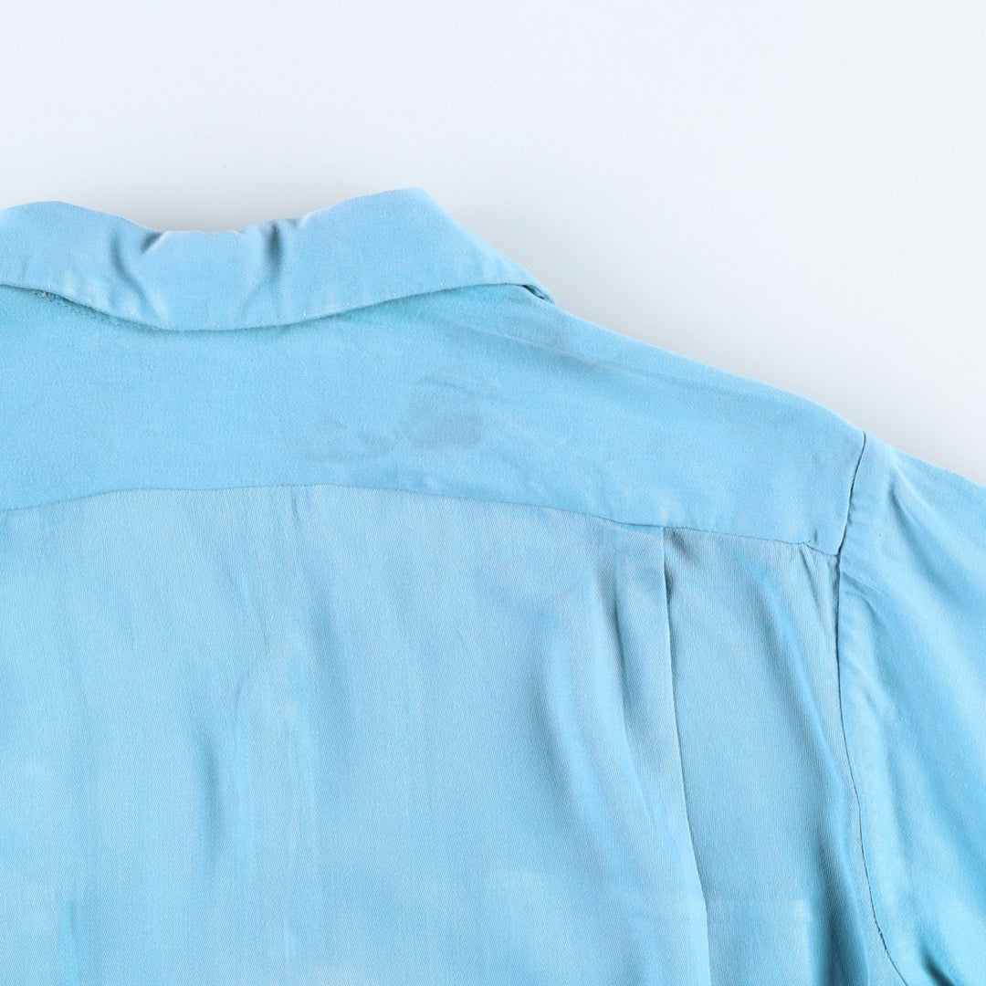 1950'S McGREGOR Long-Sleeve Open-Collar Boxy Shirt, Made in USA, Men's Size M (Equivalent), Vintage unclear Blue type light blue Vintage Second Hand