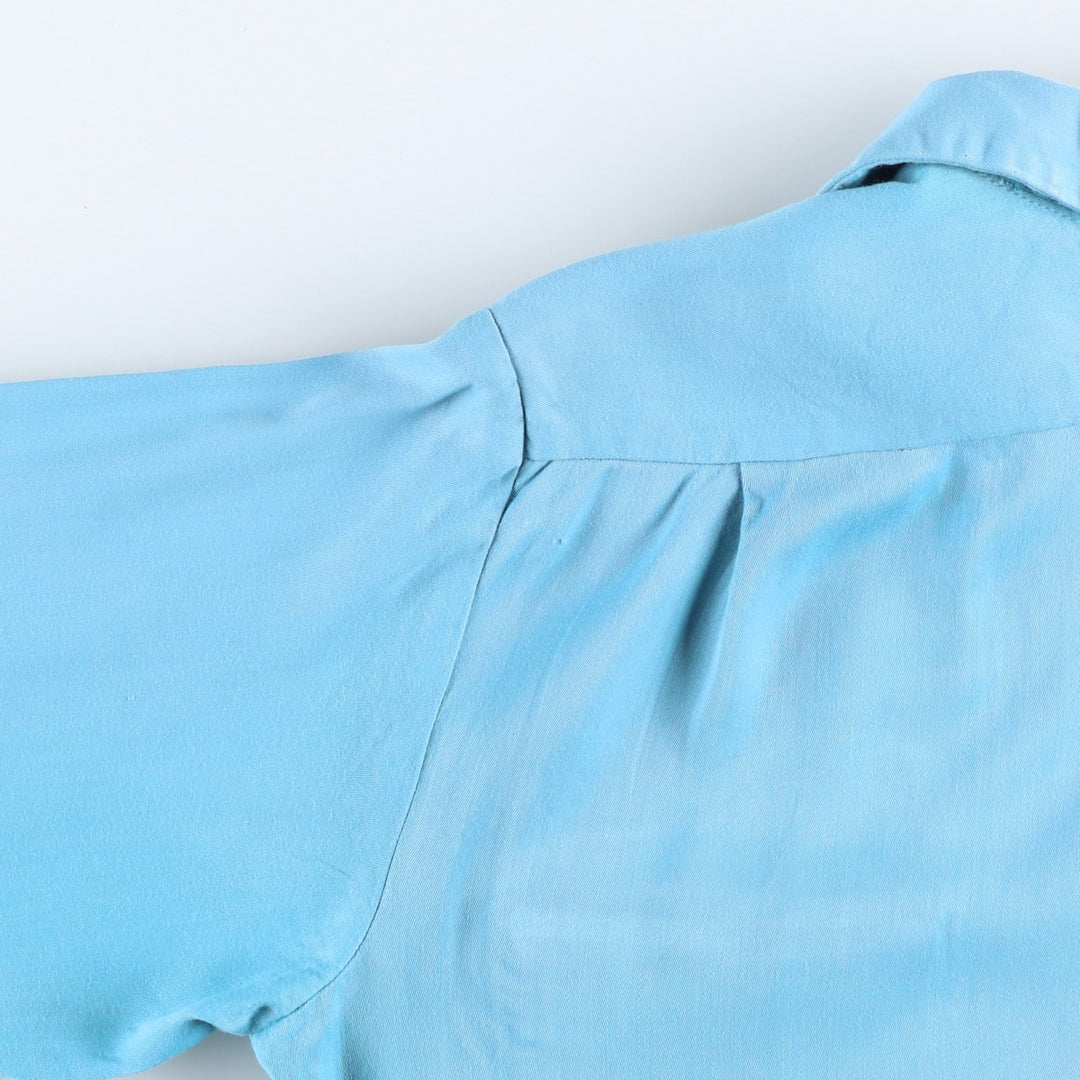 1950'S McGREGOR Long-Sleeve Open-Collar Boxy Shirt, Made in USA, Men's Size M (Equivalent), Vintage unclear Blue type light blue Vintage Second Hand