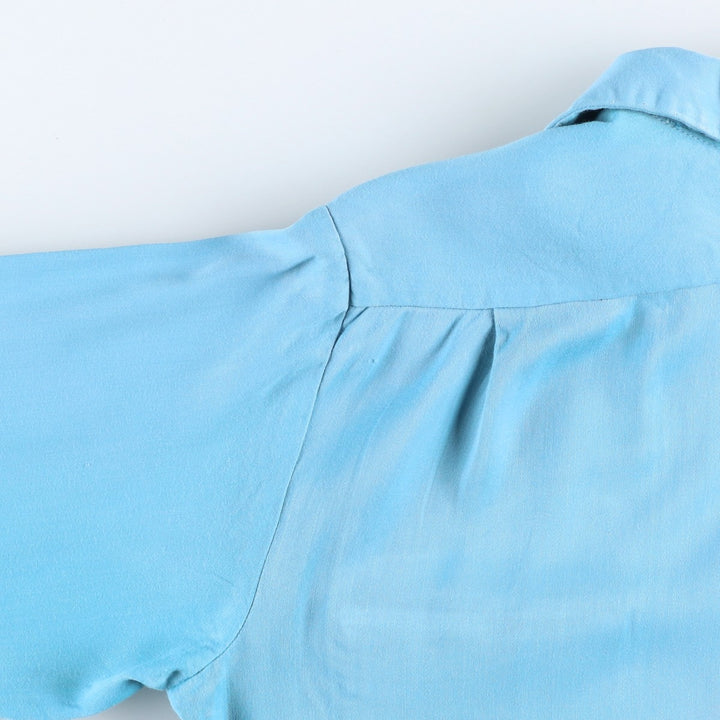 1950'S McGREGOR Long-Sleeve Open-Collar Boxy Shirt, Made in USA, Men's Size M (Equivalent), Vintage unclear Blue type light blue Vintage Second Hand