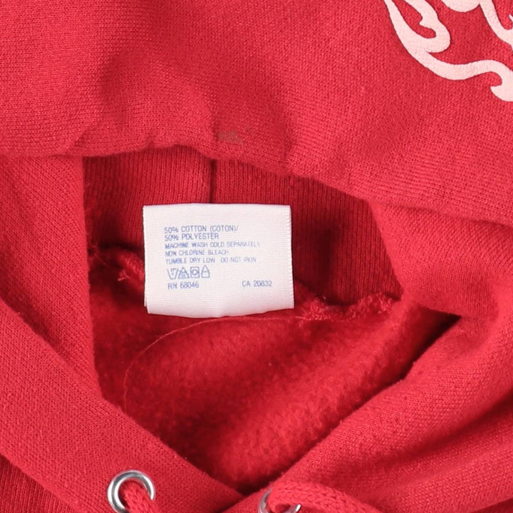 90'S DISCUS ATHLETIC SINCITY CYCLES Skull Pattern Fire Pattern Full-Zip Sweatshirt Hoodie, Men's Size L (approx.) cotton red type Vintage Second Hand