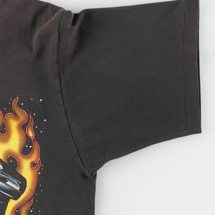 90'S Harley-Davidson Fire Pattern Big Logo Motorcycle T-Shirt, Men's Size M (approx.) unclear Charcoal Vintage Second Hand