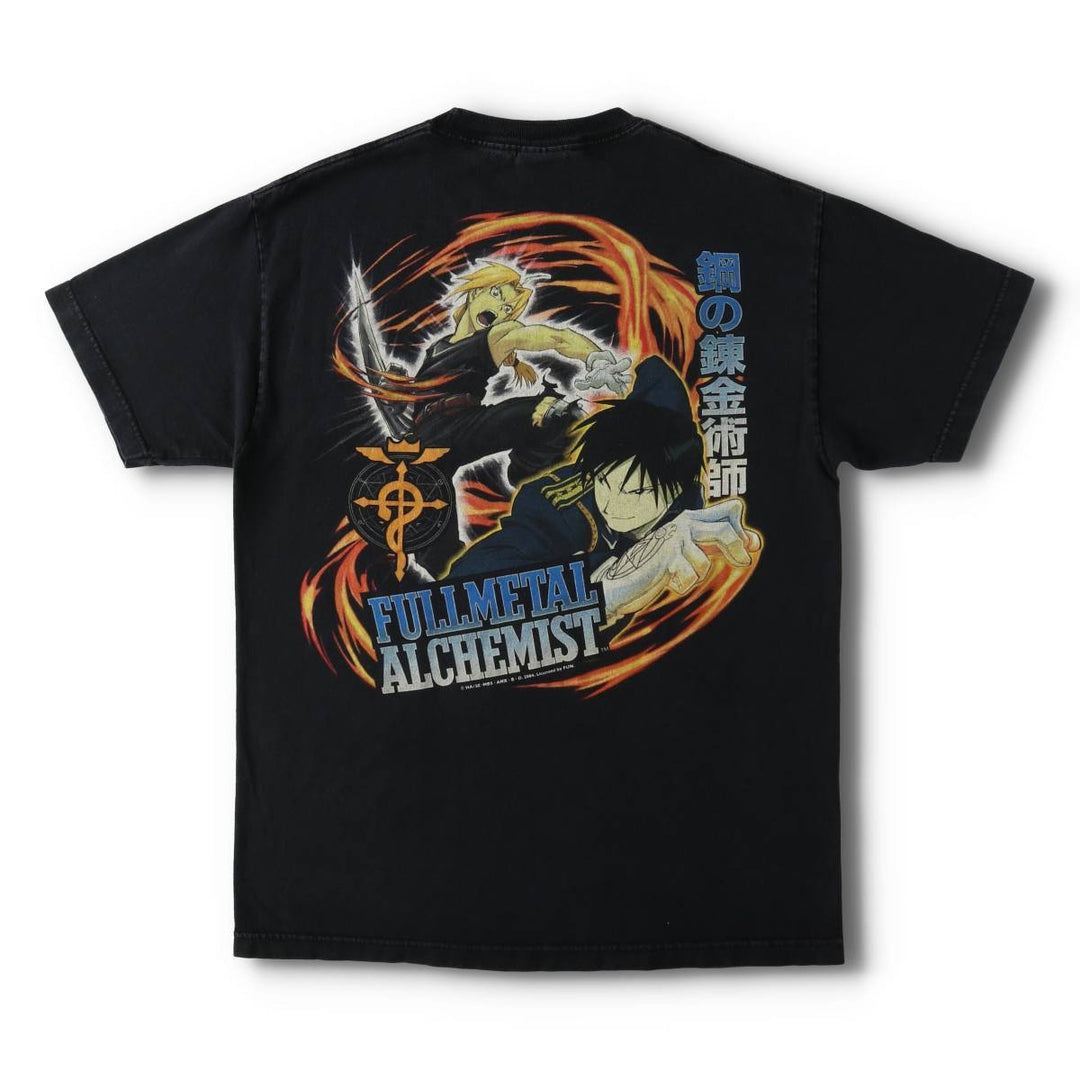 Fullmetal Alchemist Edward Elric Roy Mustang Anime Character Print T-Shirt Men's Size L (approx.) cotton black type Vintage Second Hand