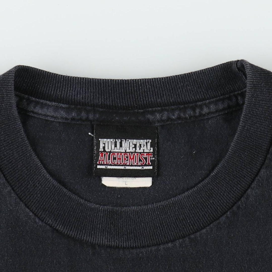 Fullmetal Alchemist Edward Elric Roy Mustang Anime Character Print T-Shirt Men's Size L (approx.) cotton black type Vintage Second Hand