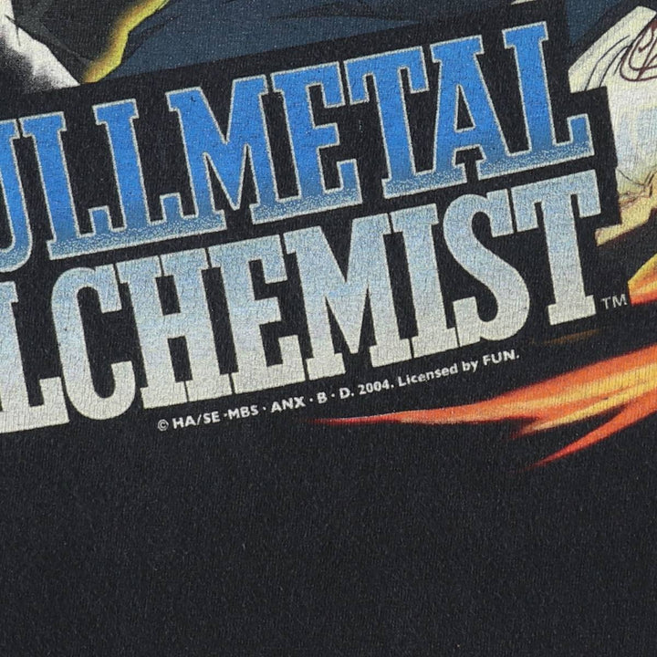 Fullmetal Alchemist Edward Elric Roy Mustang Anime Character Print T-Shirt Men's Size L (approx.) cotton black type Vintage Second Hand