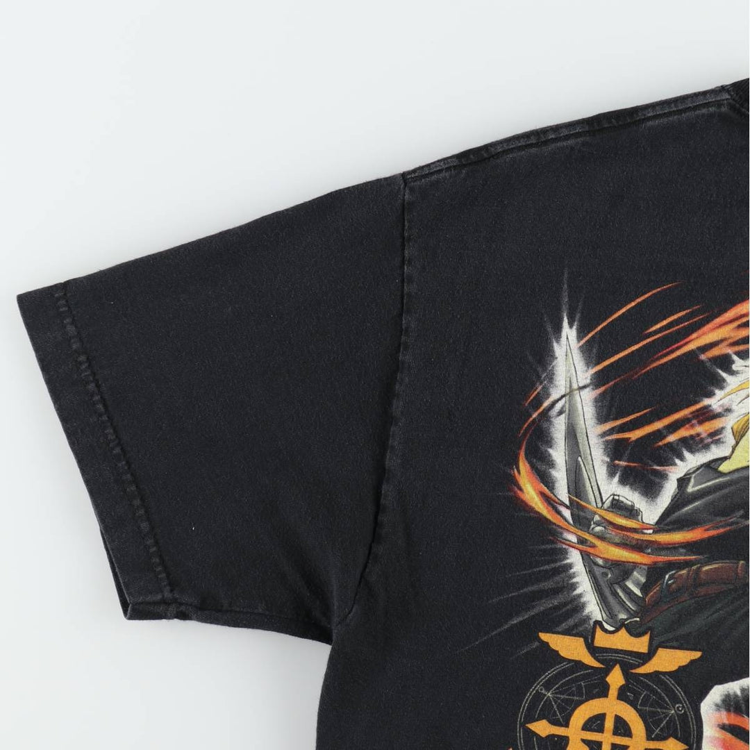 Fullmetal Alchemist Edward Elric Roy Mustang Anime Character Print T-Shirt Men's Size L (approx.) cotton black type Vintage Second Hand