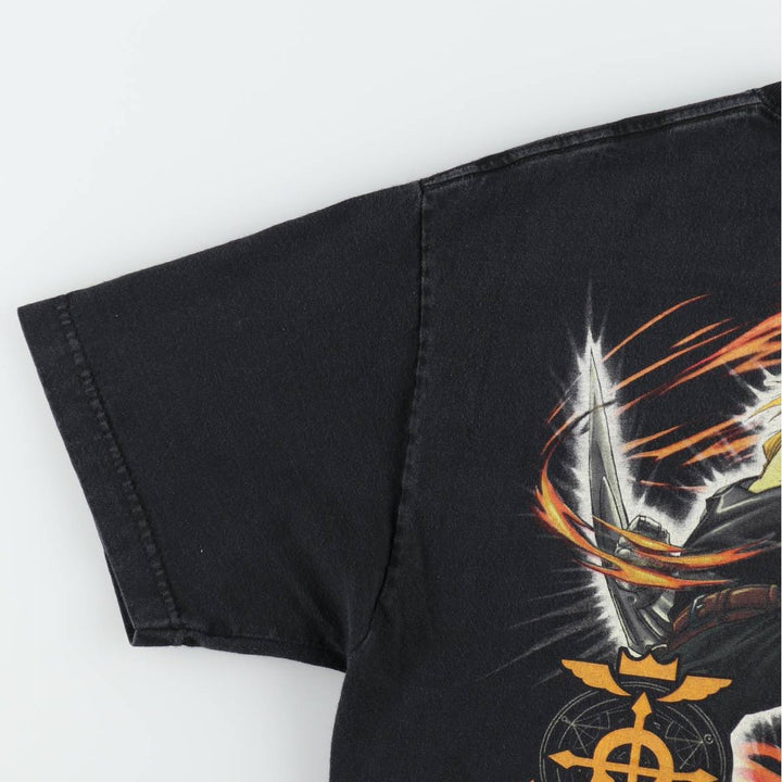 Fullmetal Alchemist Edward Elric Roy Mustang Anime Character Print T-Shirt Men's Size L (approx.) cotton black type Vintage Second Hand