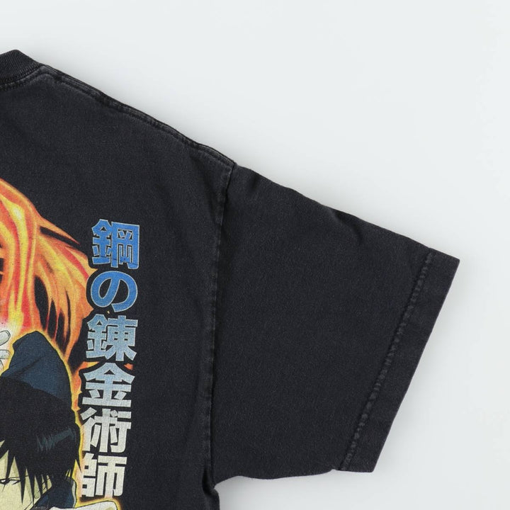 Fullmetal Alchemist Edward Elric Roy Mustang Anime Character Print T-Shirt Men's Size L (approx.) cotton black type Vintage Second Hand