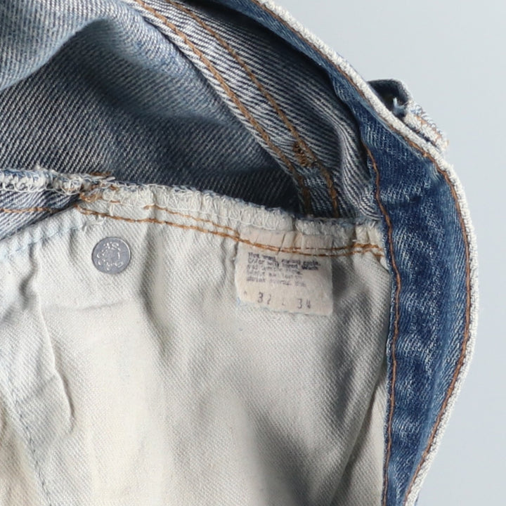 1980'S Levi's 501 66 Late Model Red Selvedge Straight Denim Pants, Size 6, Made in USA, Men's W30 (approx.), Vintage unclear Blue type light blue Vintage Second Hand