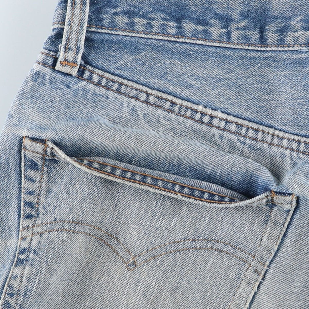 1980'S Levi's 501 66 Late Model Red Selvedge Straight Denim Pants, Size 6, Made in USA, Men's W30 (approx.), Vintage unclear Blue type light blue Vintage Second Hand
