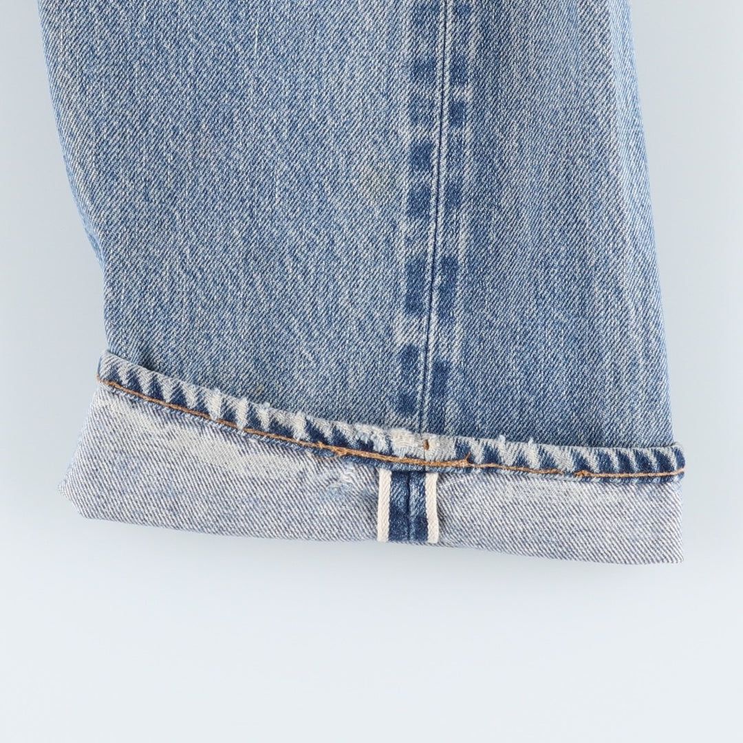 1980'S Levi's 501 66 Late Model Red Selvedge Straight Denim Pants, Size 6, Made in USA, Men's W30 (approx.), Vintage unclear Blue type light blue Vintage Second Hand