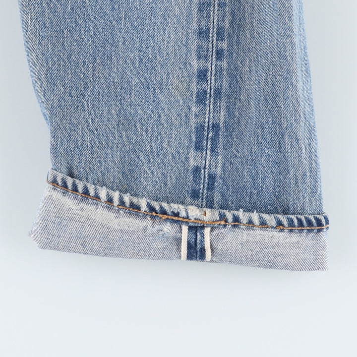 1980'S Levi's 501 66 Late Model Red Selvedge Straight Denim Pants, Size 6, Made in USA, Men's W30 (approx.), Vintage unclear Blue type light blue Vintage Second Hand