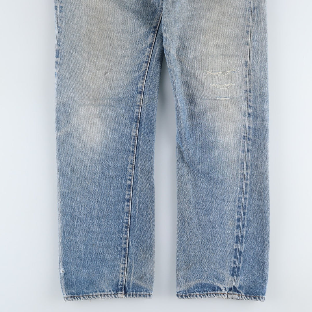 1980'S Levi's 501 66 Late Model Red Selvedge Straight Denim Pants, Size 6, Made in USA, Men's W30 (approx.), Vintage unclear Blue type light blue Vintage Second Hand