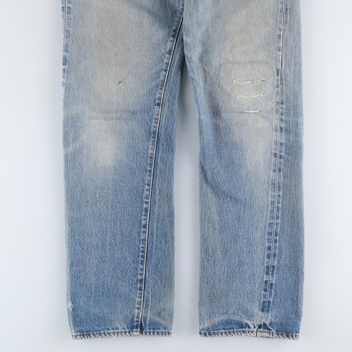 1980'S Levi's 501 66 Late Model Red Selvedge Straight Denim Pants, Size 6, Made in USA, Men's W30 (approx.), Vintage unclear Blue type light blue Vintage Second Hand