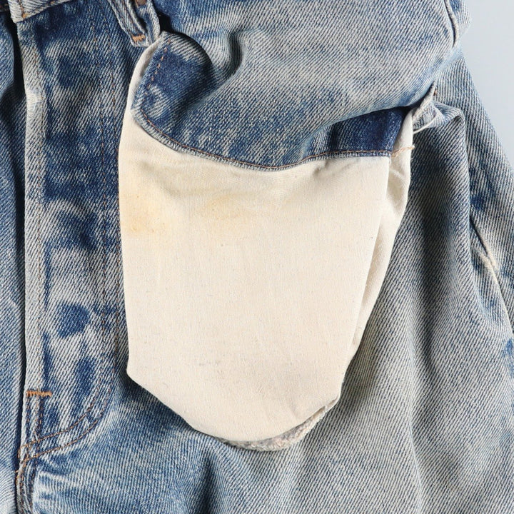 1980'S Levi's 501 66 Late Model Red Selvedge Straight Denim Pants, Size 6, Made in USA, Men's W30 (approx.), Vintage unclear Blue type light blue Vintage Second Hand