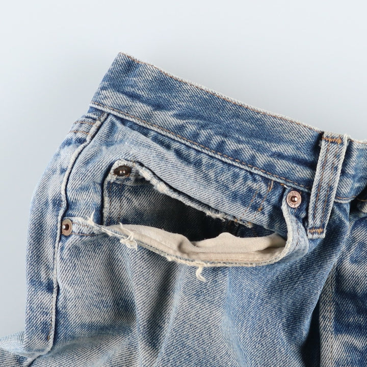 1980'S Levi's 501 66 Late Model Red Selvedge Straight Denim Pants, Size 6, Made in USA, Men's W30 (approx.), Vintage unclear Blue type light blue Vintage Second Hand