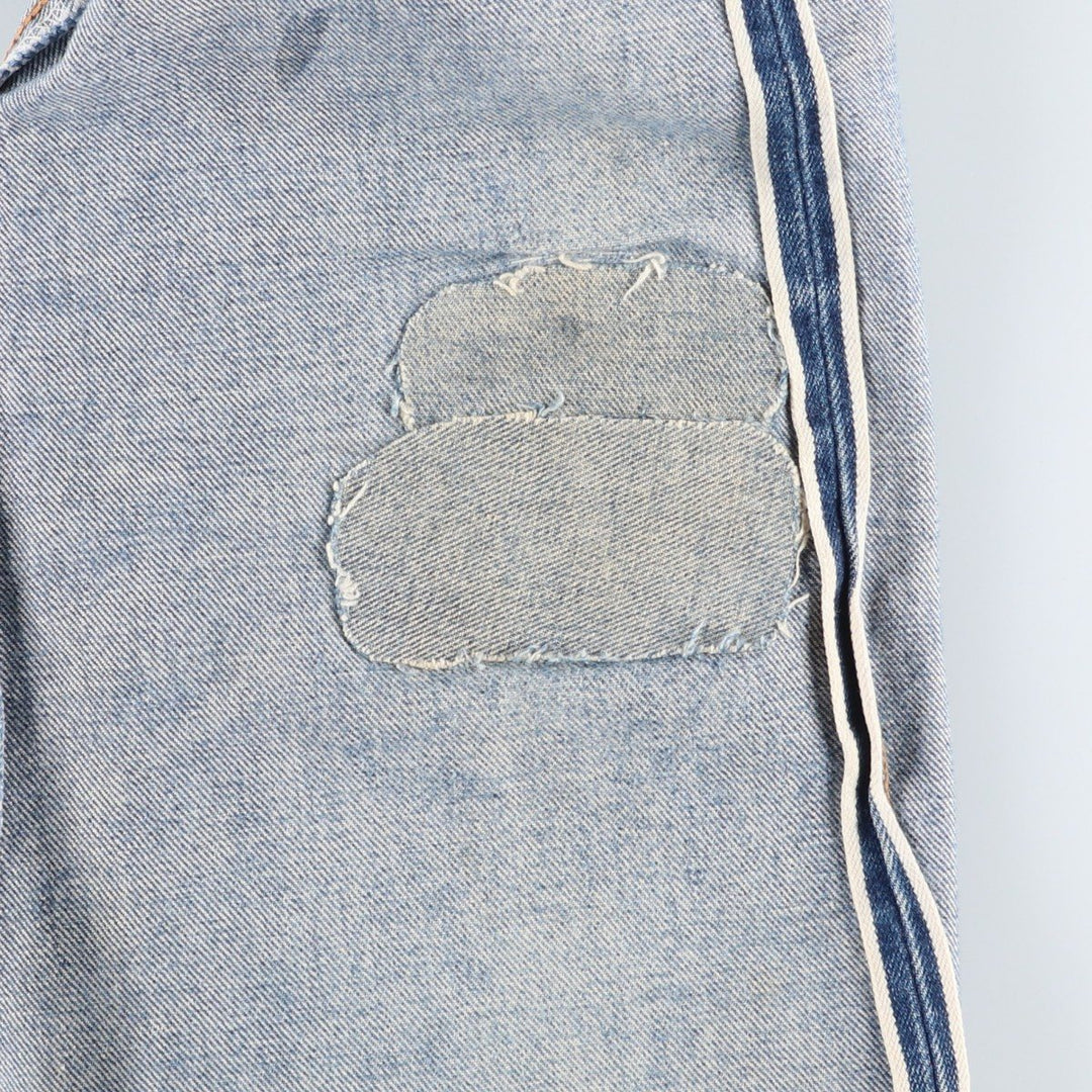 1980'S Levi's 501 66 Late Model Red Selvedge Straight Denim Pants, Size 6, Made in USA, Men's W30 (approx.), Vintage unclear Blue type light blue Vintage Second Hand