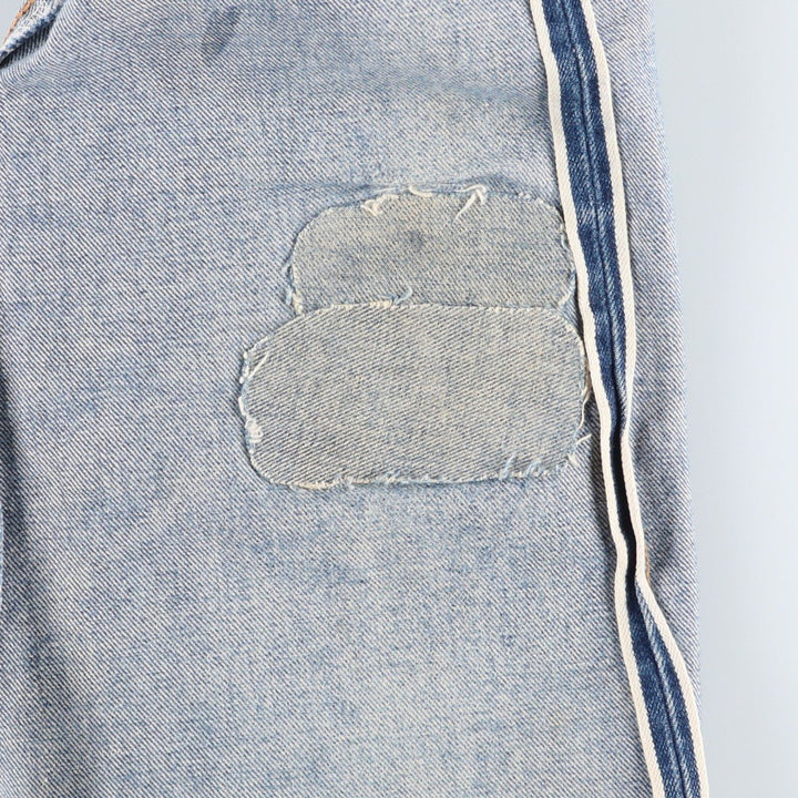 1980'S Levi's 501 66 Late Model Red Selvedge Straight Denim Pants, Size 6, Made in USA, Men's W30 (approx.), Vintage unclear Blue type light blue Vintage Second Hand