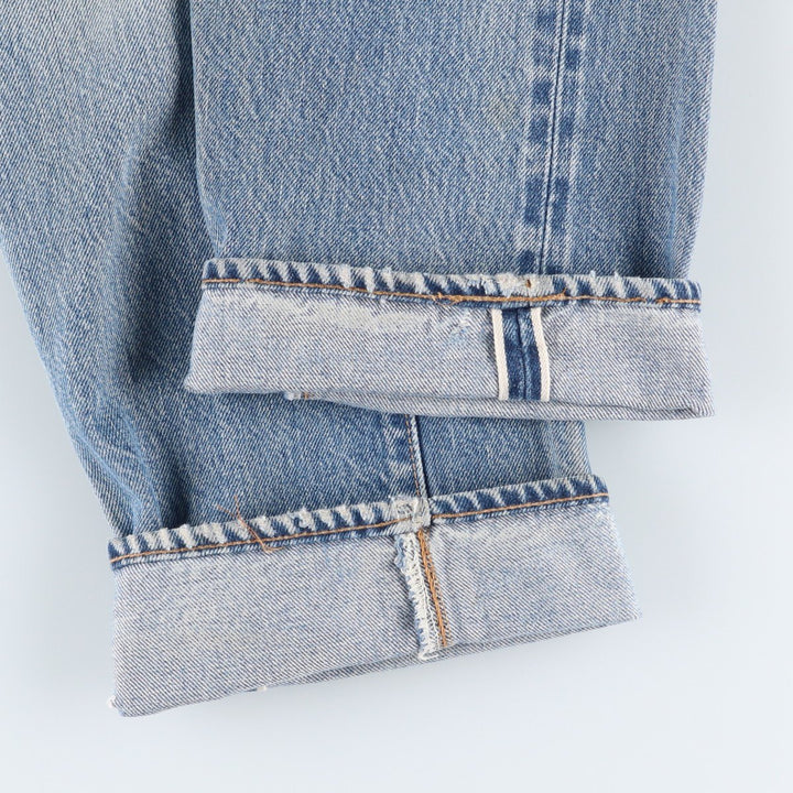 1980'S Levi's 501 66 Late Model Red Selvedge Straight Denim Pants, Size 6, Made in USA, Men's W30 (approx.), Vintage unclear Blue type light blue Vintage Second Hand
