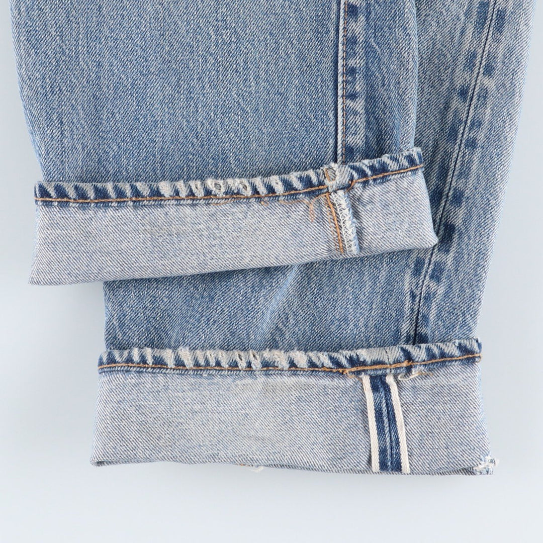 1980'S Levi's 501 66 Late Model Red Selvedge Straight Denim Pants, Size 6, Made in USA, Men's W30 (approx.), Vintage unclear Blue type light blue Vintage Second Hand
