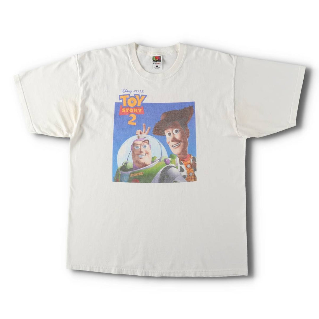2000'S Fruit of the Loom PIXAR Toy Story 2 Character Print T-Shirt (Men's Size L) cotton white type Vintage Second Hand