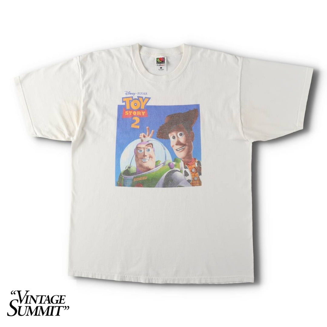2000'S Fruit of the Loom PIXAR Toy Story 2 Character Print T-Shirt (Men's Size L) cotton white type Vintage Second Hand