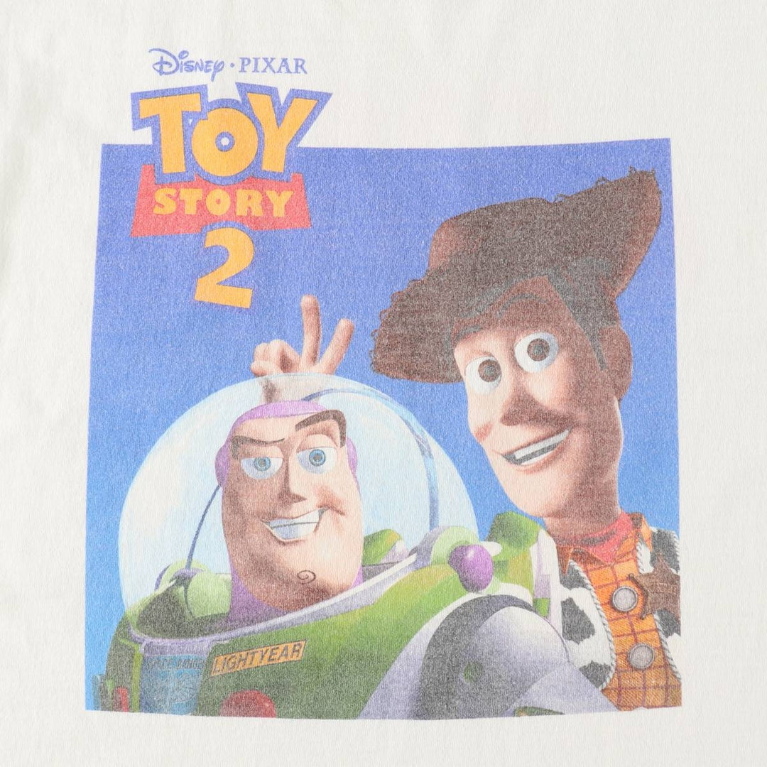 2000'S Fruit of the Loom PIXAR Toy Story 2 Character Print T-Shirt (Men's Size L) cotton white type Vintage Second Hand