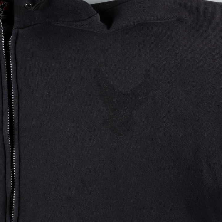 90s-00'S Harley-Davidson Eagle Pattern Fire Pattern Back Print Full-Zip Sweatshirt Hoodie, Made in USA cotton black type Vintage Second Hand