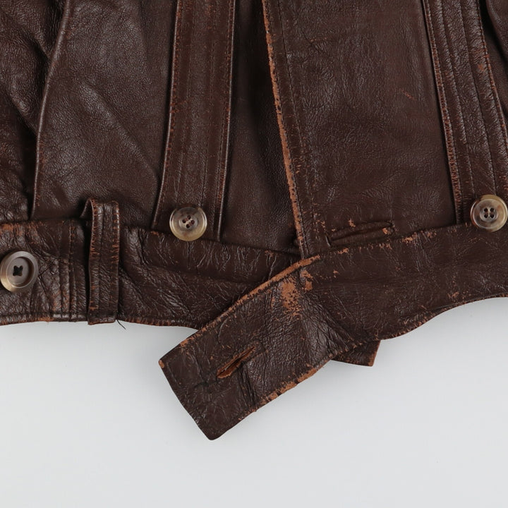 ~60'S GVF Le Corbusier jacket French double-breasted leather jacket Men's M Vintage /evb002209