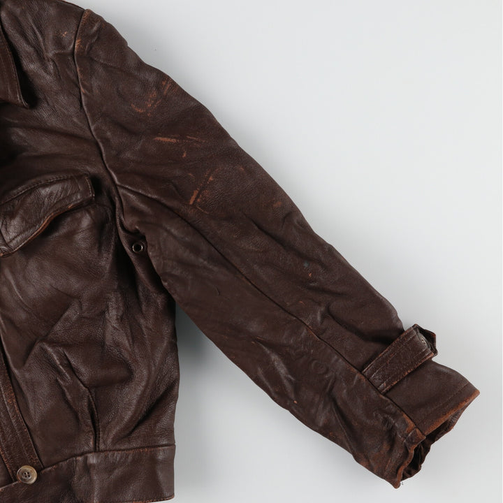 ~60'S GVF Le Corbusier jacket French double-breasted leather jacket Men's M Vintage /evb002209