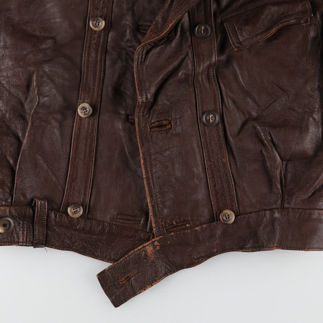 ~60'S GVF Le Corbusier jacket French double-breasted leather jacket Men's M Vintage /evb002209