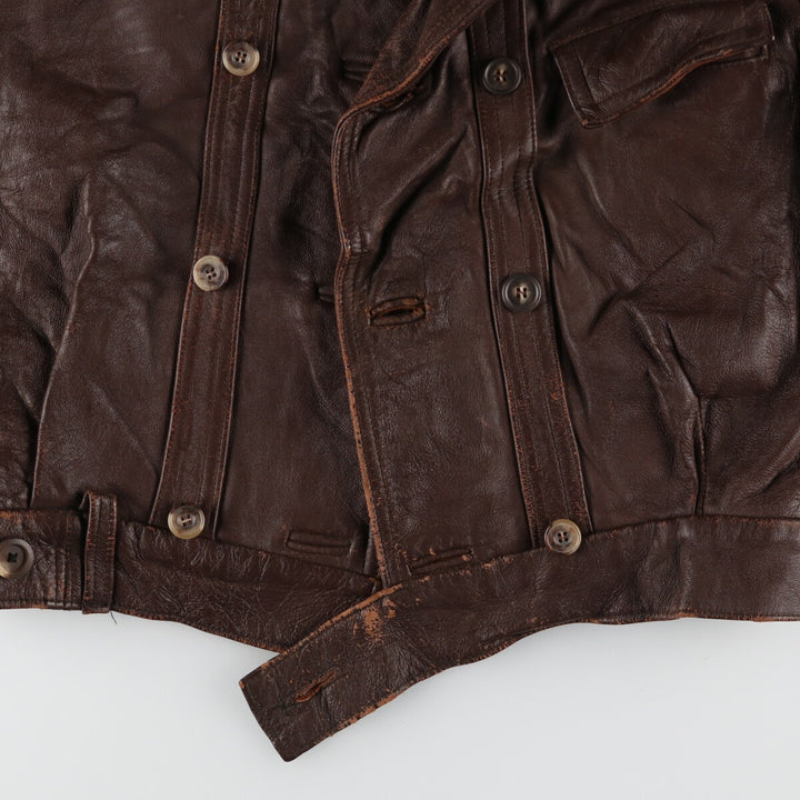 ~60'S GVF Le Corbusier jacket French double-breasted leather jacket Men's M Vintage /evb002209