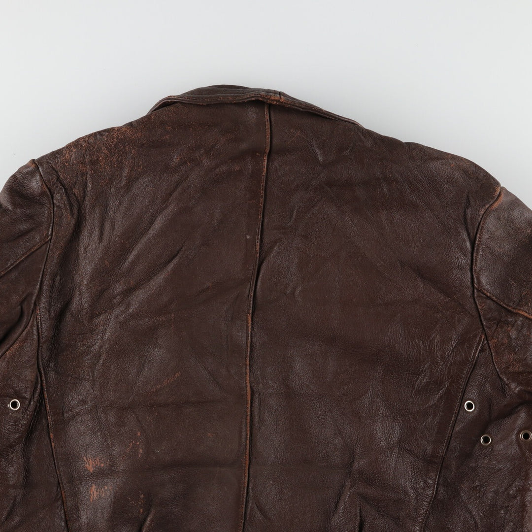 ~60'S GVF Le Corbusier jacket French double-breasted leather jacket Men's M Vintage /evb002209