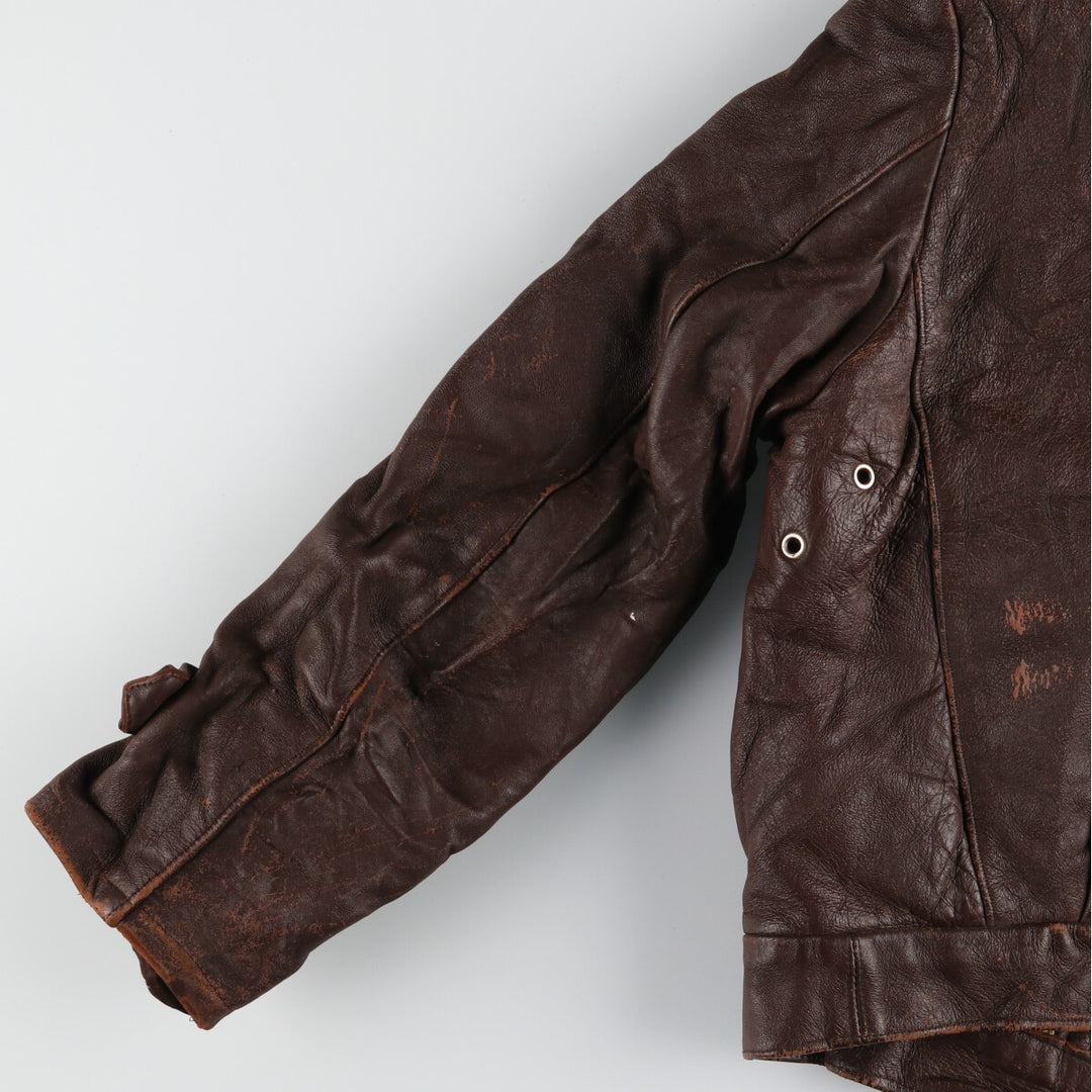 ~60'S GVF Le Corbusier jacket French double-breasted leather jacket Men's M Vintage /evb002209