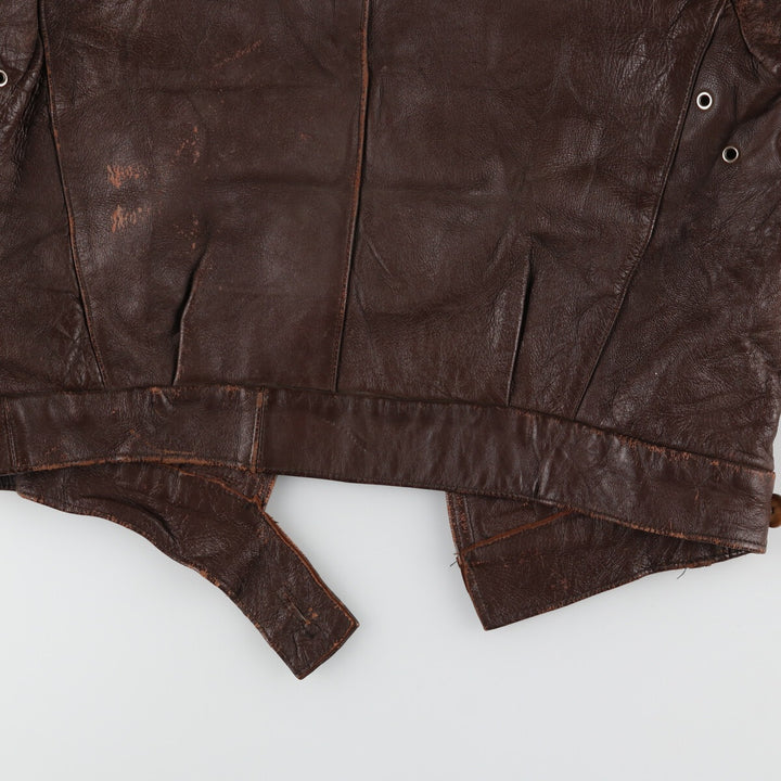 ~60'S GVF Le Corbusier jacket French double-breasted leather jacket Men's M Vintage /evb002209